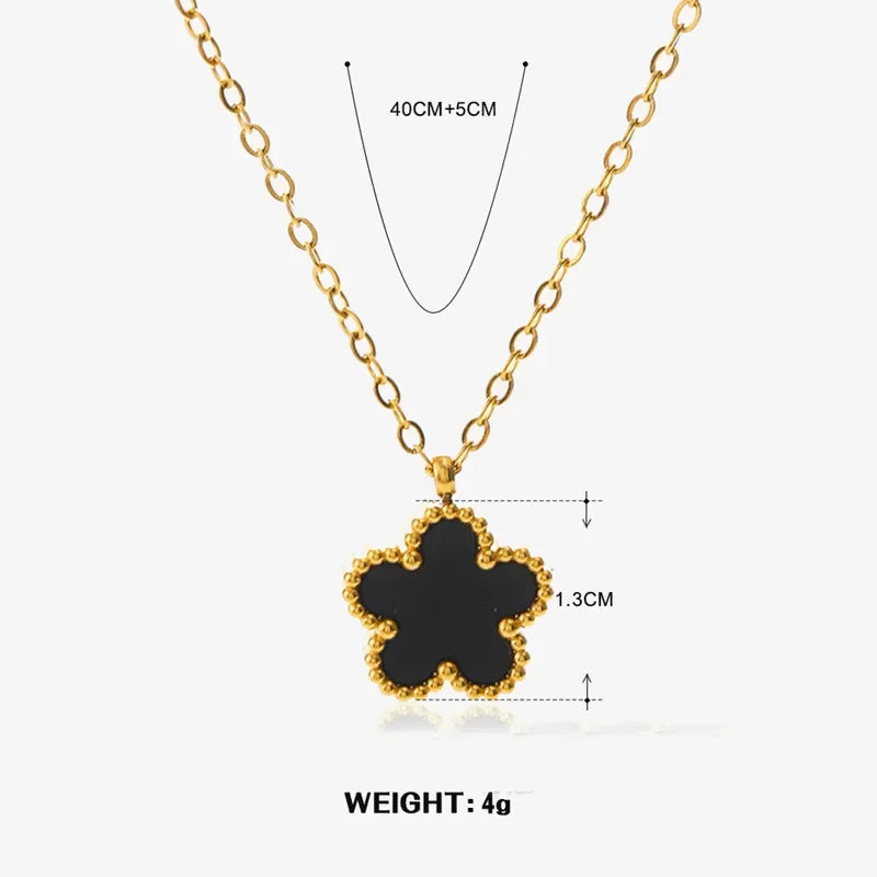 Women’s Jewelry Set – Black Flower in Gold Finish