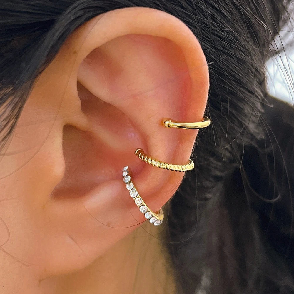 Set of 3 Hoop Earrings Ear Cuff for Women