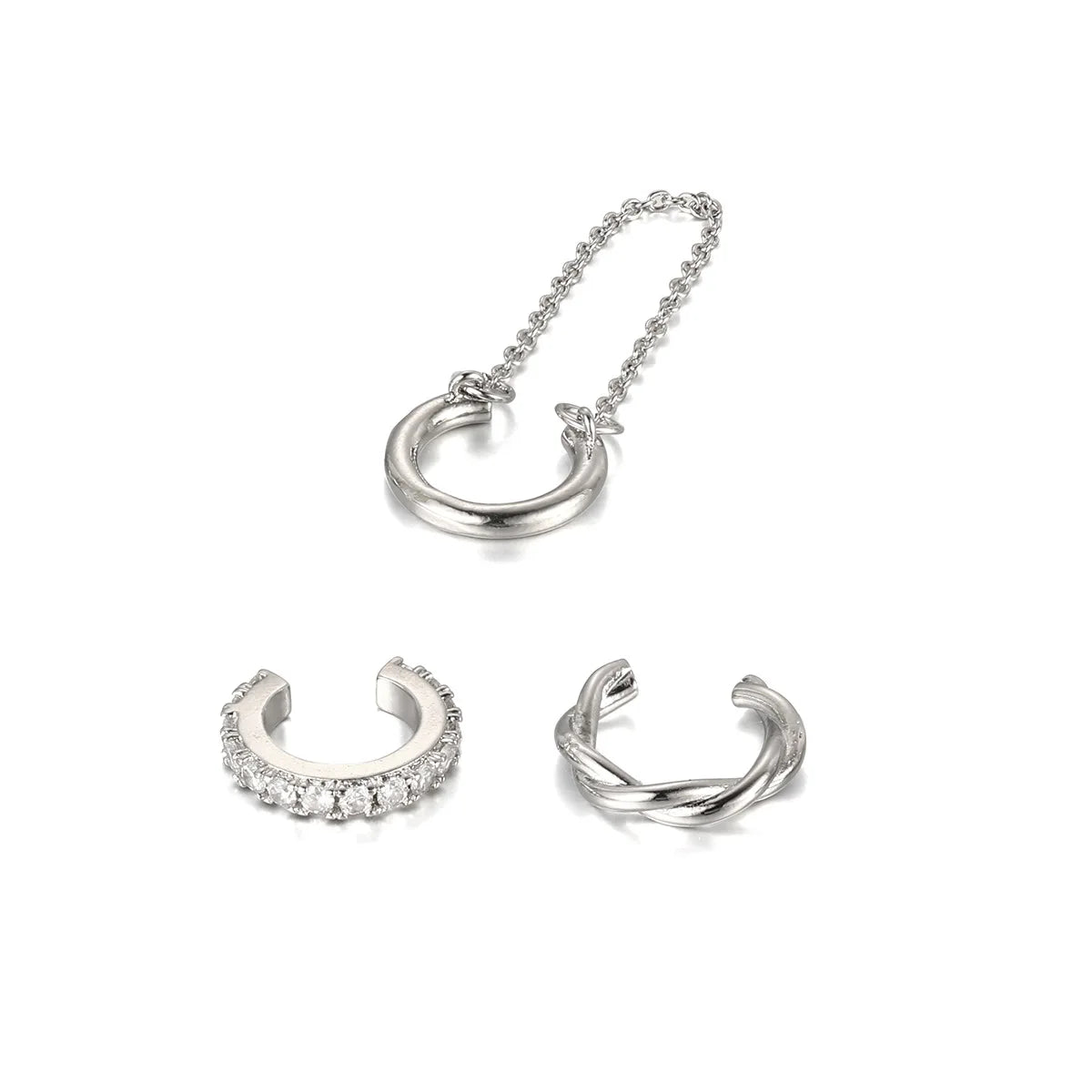 Set of 3 Hoop Earrings Ear Cuff for Women