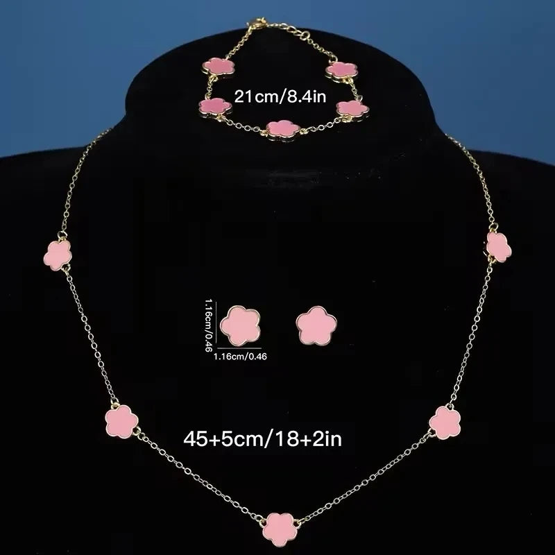 Women’s Jewelry Set – Black Flower in Gold Finish