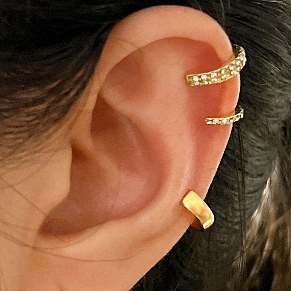 Set of 3 Hoop Earrings Ear Cuff for Women