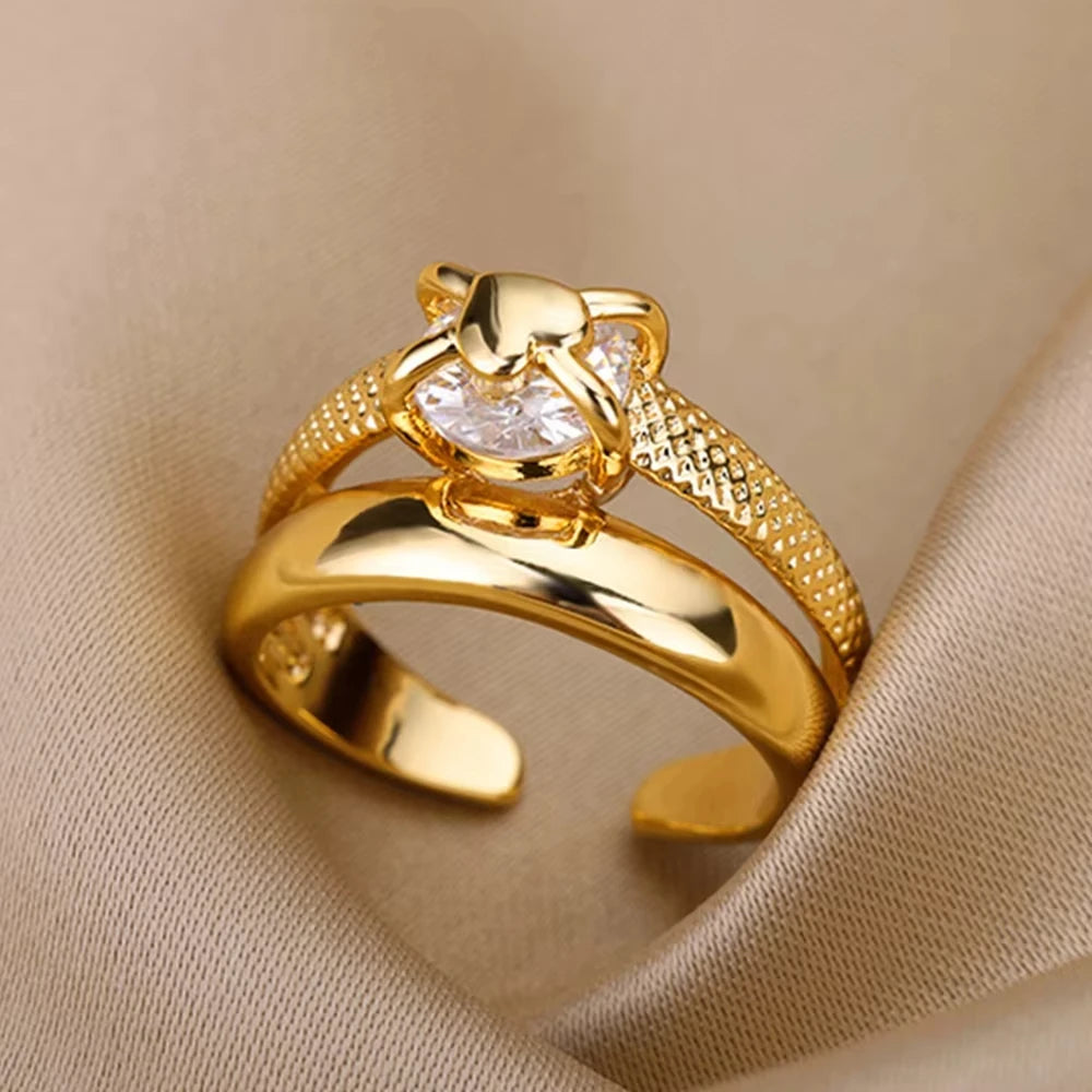 Luxury Gold Rings with Zirconia