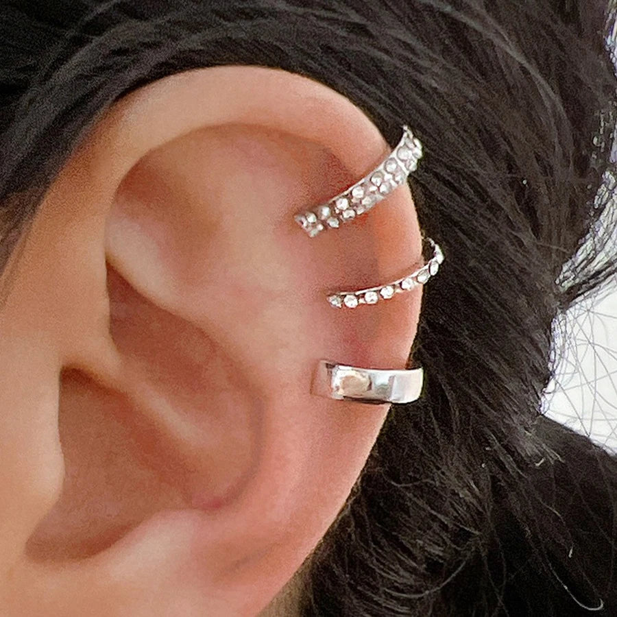 Set of 3 Hoop Earrings Ear Cuff for Women
