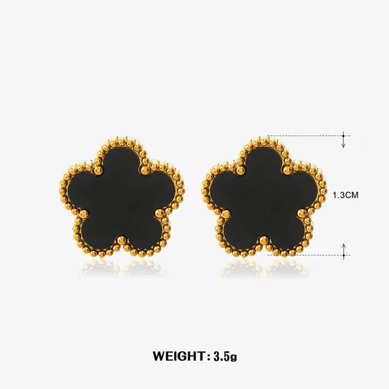 Women’s Jewelry Set – Black Flower in Gold Finish