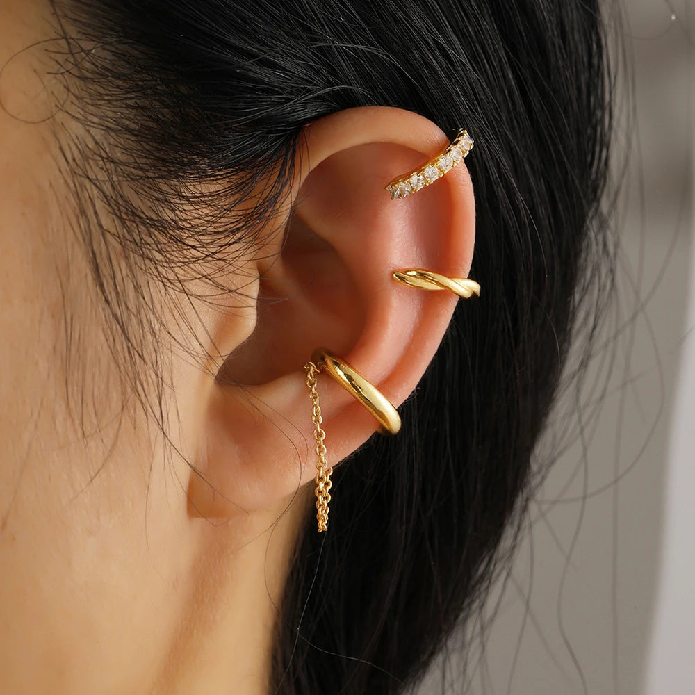 Set of 3 Hoop Earrings Ear Cuff for Women