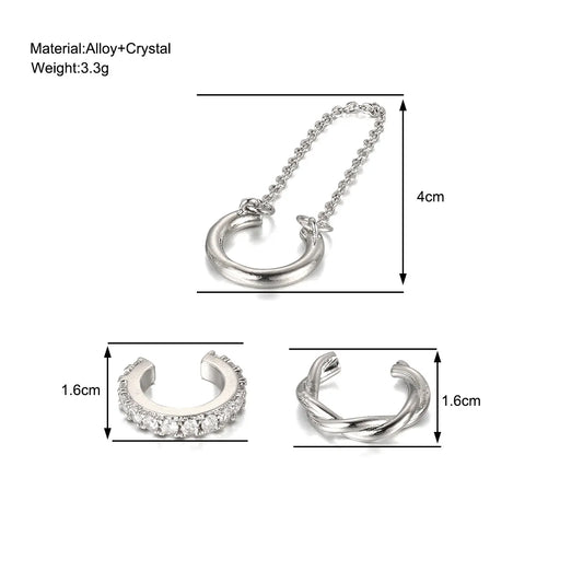 Set of 3 Hoop Earrings Ear Cuff for Women