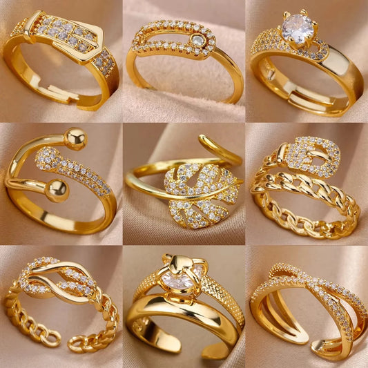 Luxury Gold Rings with Zirconia