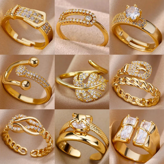 Luxury Gold Rings with Zirconia